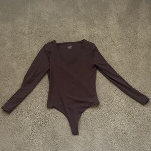 Nuuds Chocolate Brown Long Sleeve Bodysuit